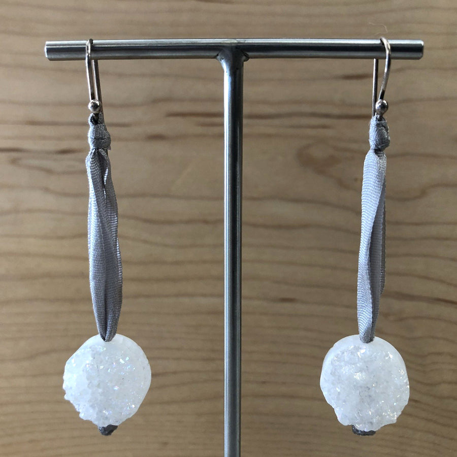 Drop Agate Druzy Earrings