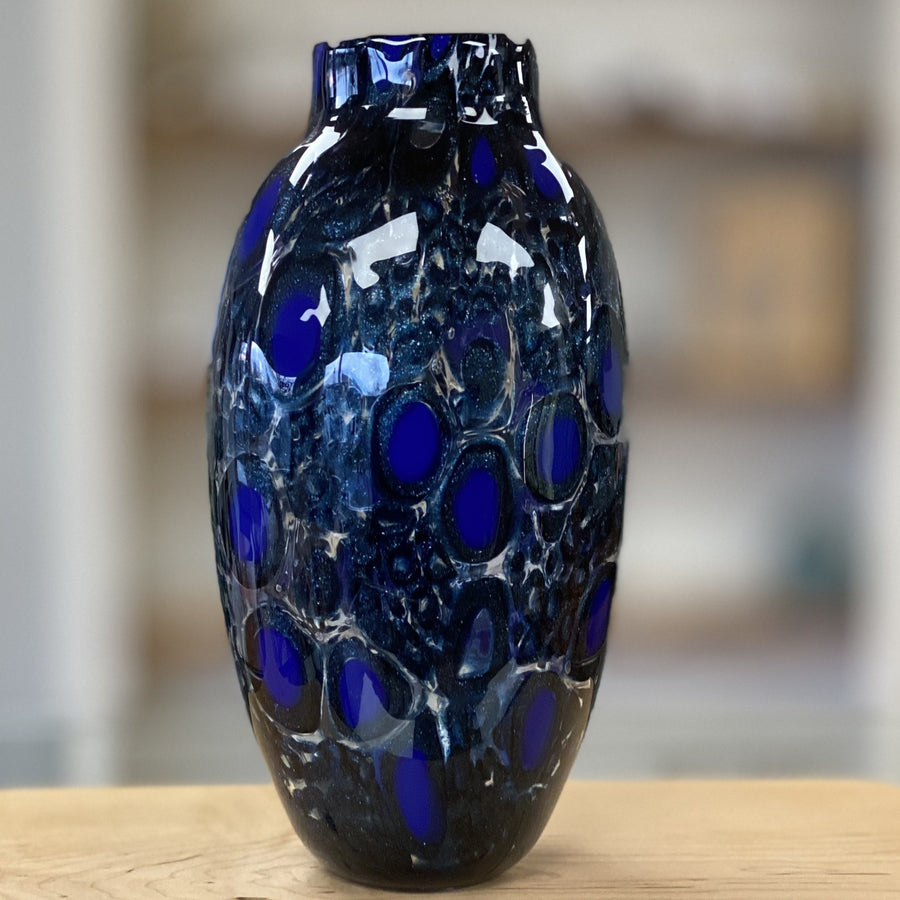 Blue Murrini Blown Glass Vase