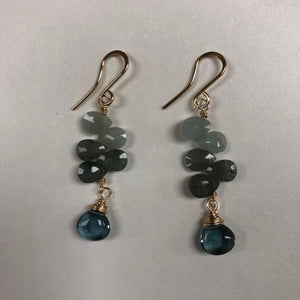 Moss Aquamarine Ladder Earrings