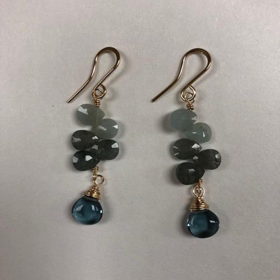 Moss Aquamarine Ladder Earrings