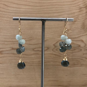 Moss Aquamarine Ladder Earrings