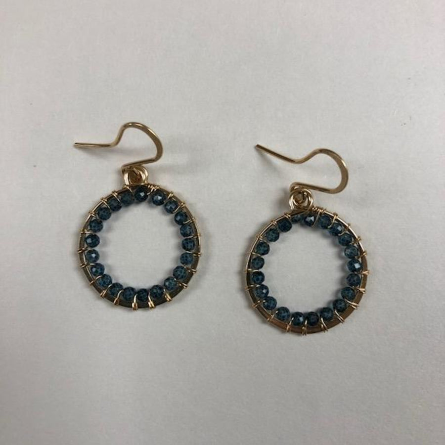 Teal Quartz Round Hoops