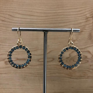 Teal Quartz Round Hoops