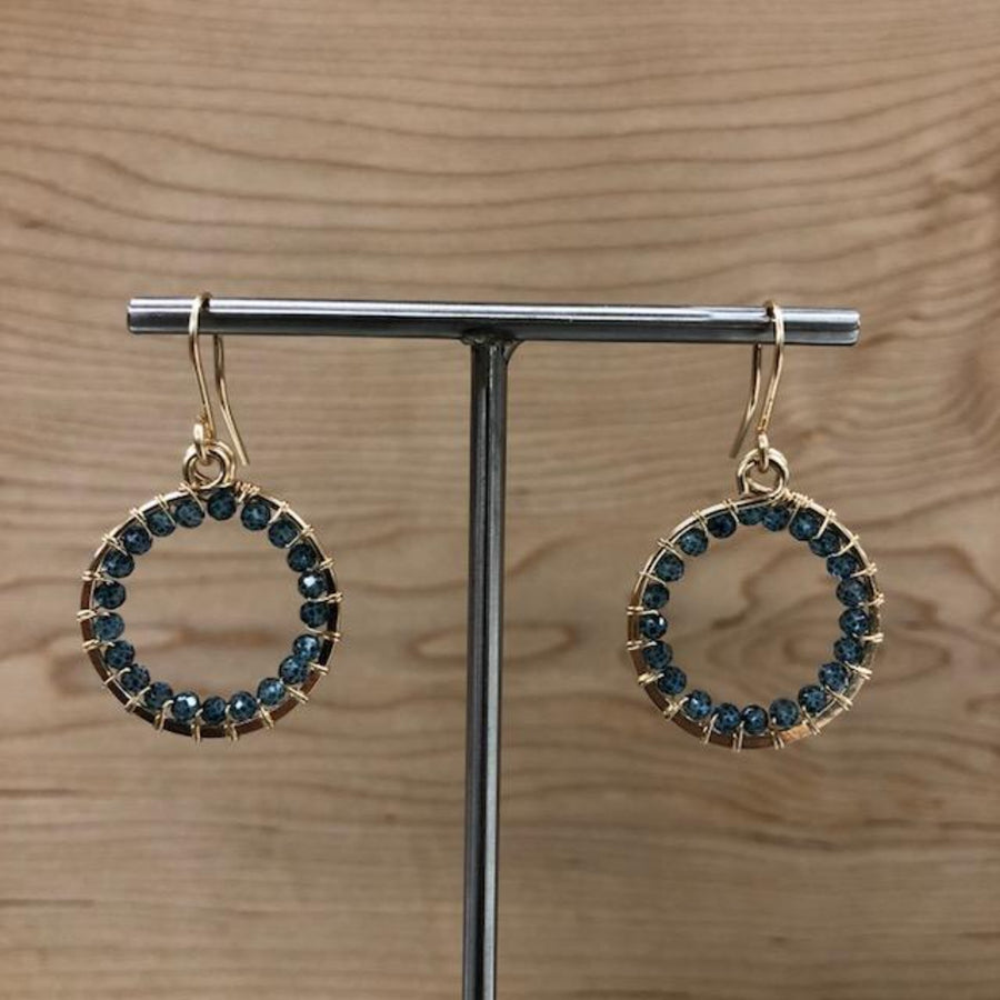 Teal Quartz Round Hoops