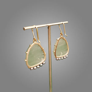Moon Jelly Aquamarine and Pearl Earrings