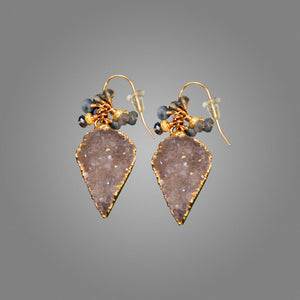 Sapphire and Druzy Cluster Earrings