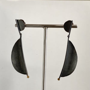 Oxidized Silver Black Feather Earrings