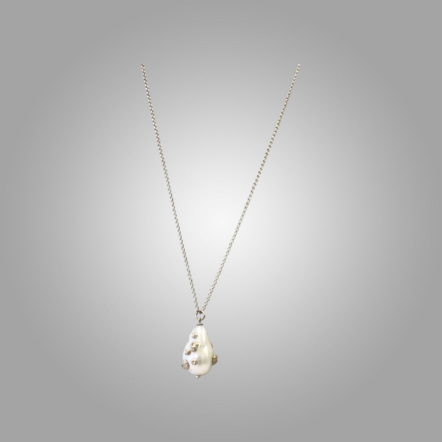 Grand White Baroque Pearl Necklace with Barnacles