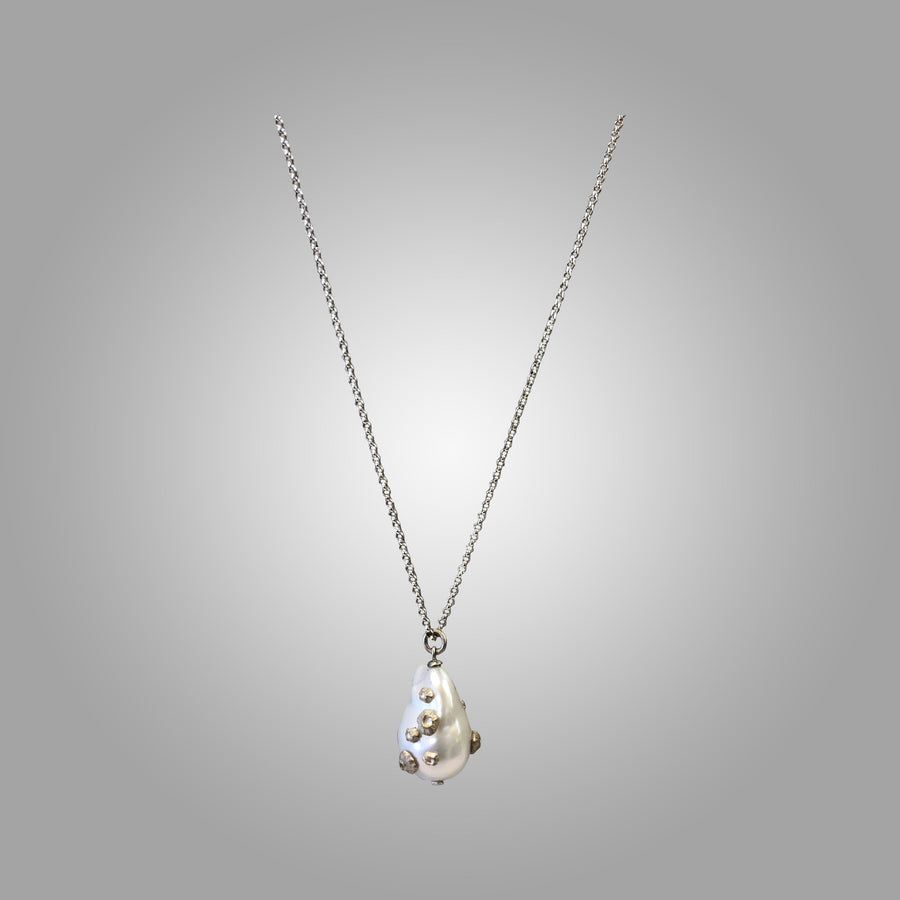 Grand White Baroque Pearl Necklace with Barnacles